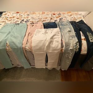 7 PAIRS OF PETITE JEANS! AMERICAN EAGLE, AEROPOSTALE, MACY’S… RIPPED/SKINNY